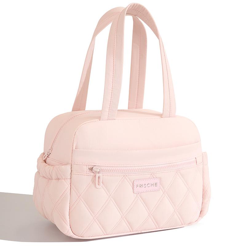 Quilted Insulated Lunch Bag Portable Thermal Food Tote Bag, Waterproof Reusable Bento Cooler Handbag for Office Workers Students Picnic Travel Food