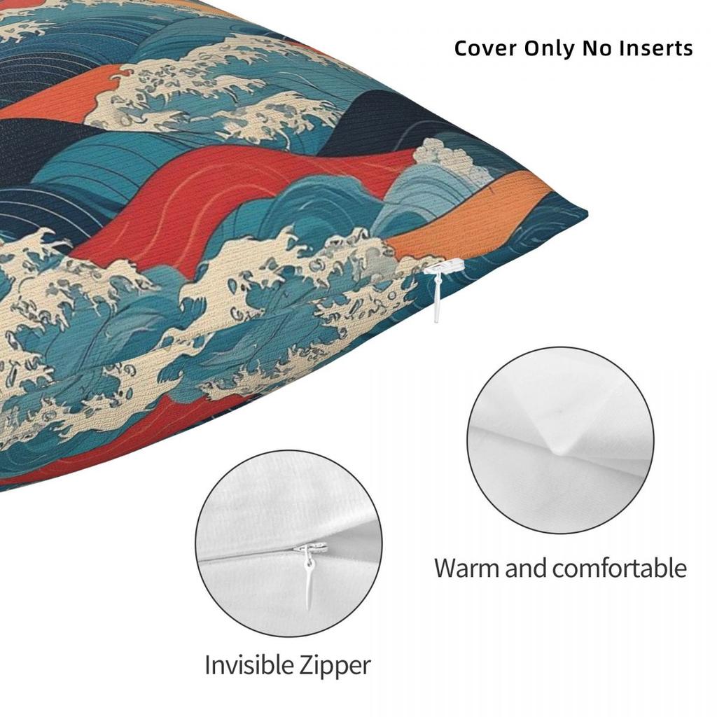 Waves Of Harmony Sakura Bird Square Pillowcase Polyester Linen Velvet Pattern Decorative Pillow Case Sofa Seater Cushion Cover