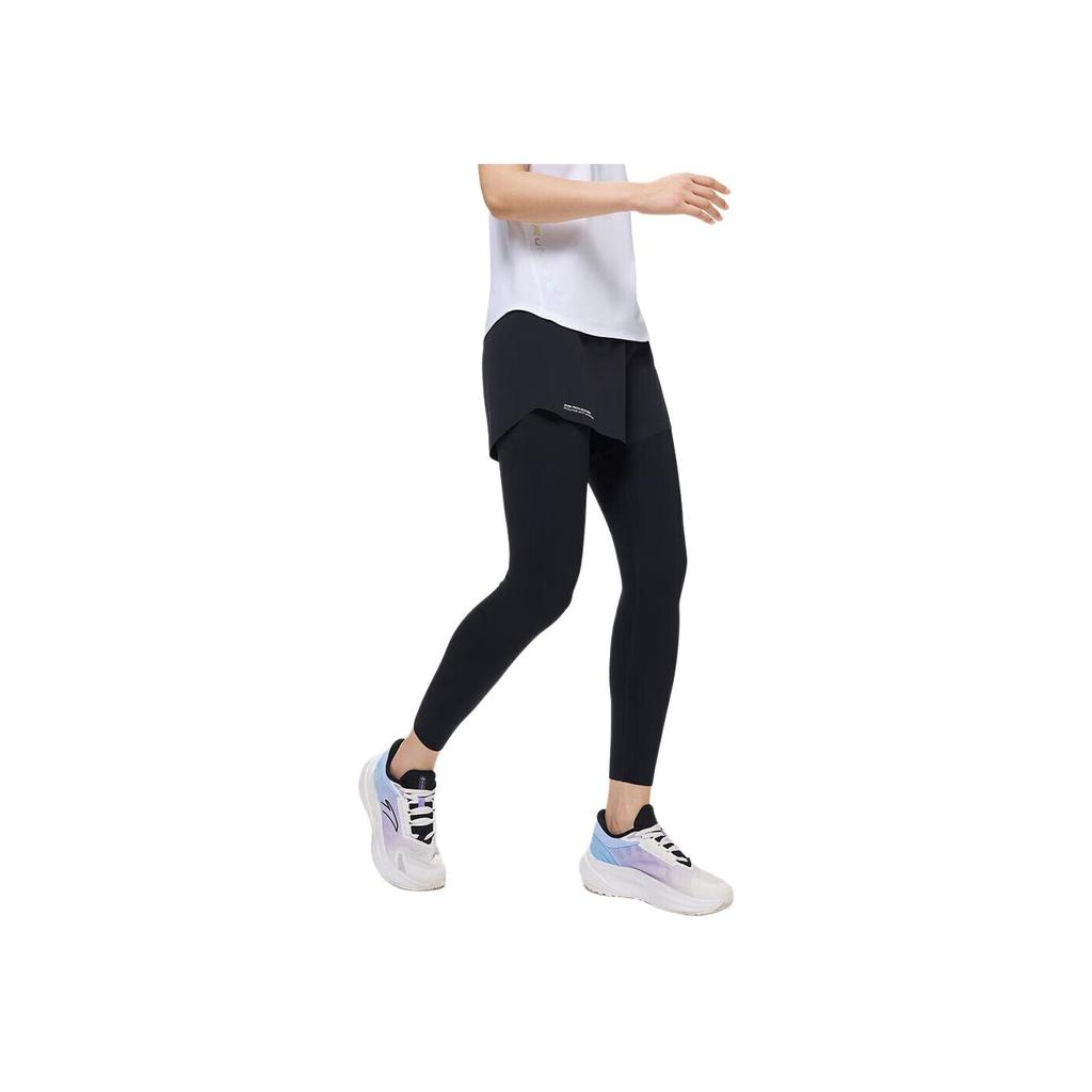 Anta Running Series Solid Color Mid Waist Straight Leg Sports Pants Women Pants Black 162425507-1