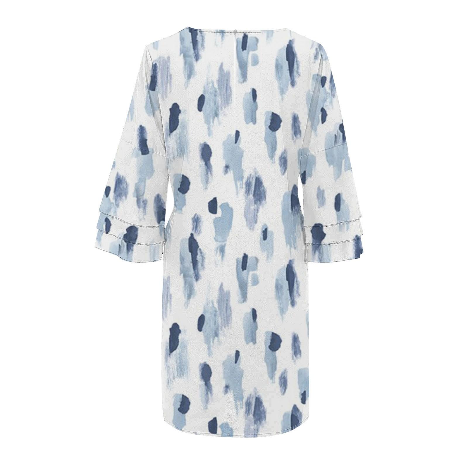 Женское модное темпераментное элегантное мини-платье с v-образным вырезом и рукавами 3/4 — фото 6