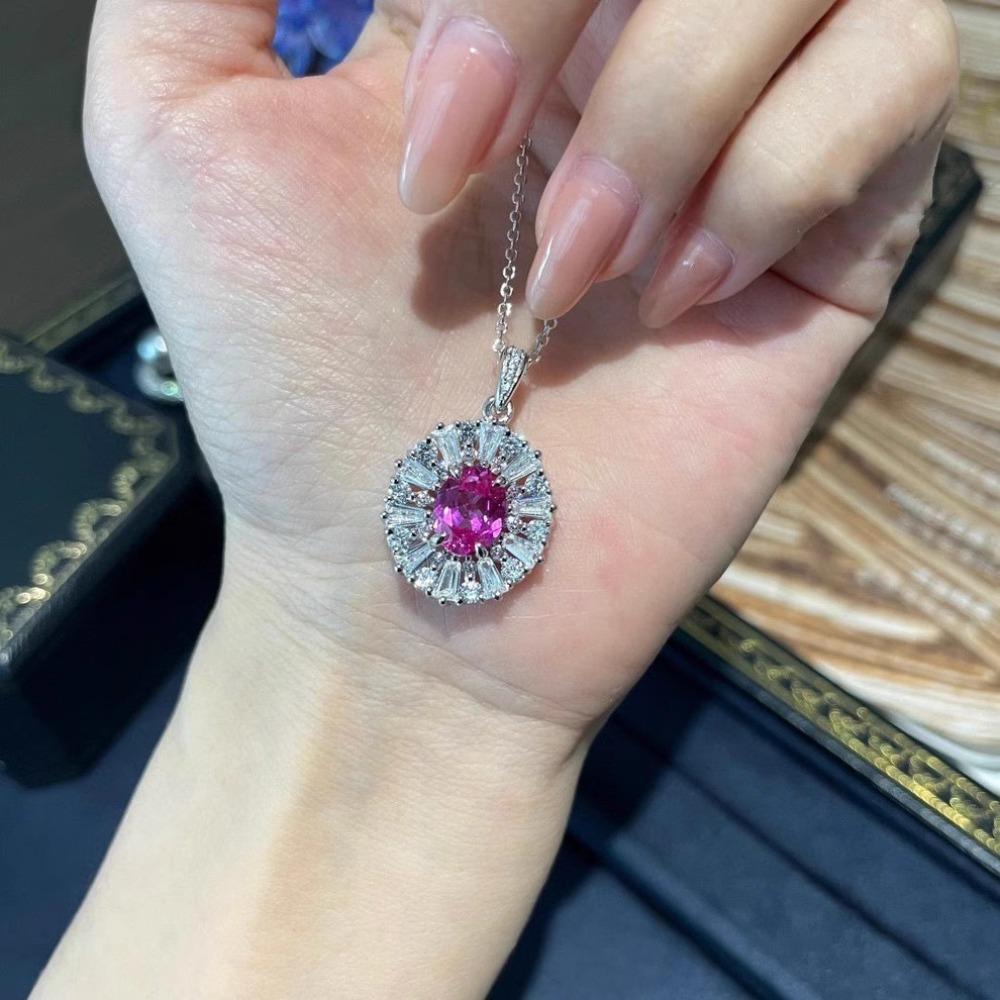 Luxury Women Jewelry Set Fashion Pigeon Blood Ruby Necklace High Carbon Diamond Ring Red Corundum Earrings Gift