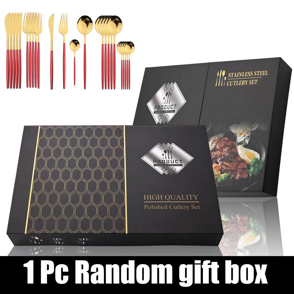 24Pcs Dinnerware Set With Gift Box Knife Fork Spoon Dinner Dinnerware Flatware Set Stainless Steel Tableware Silverware Eating Kitchen