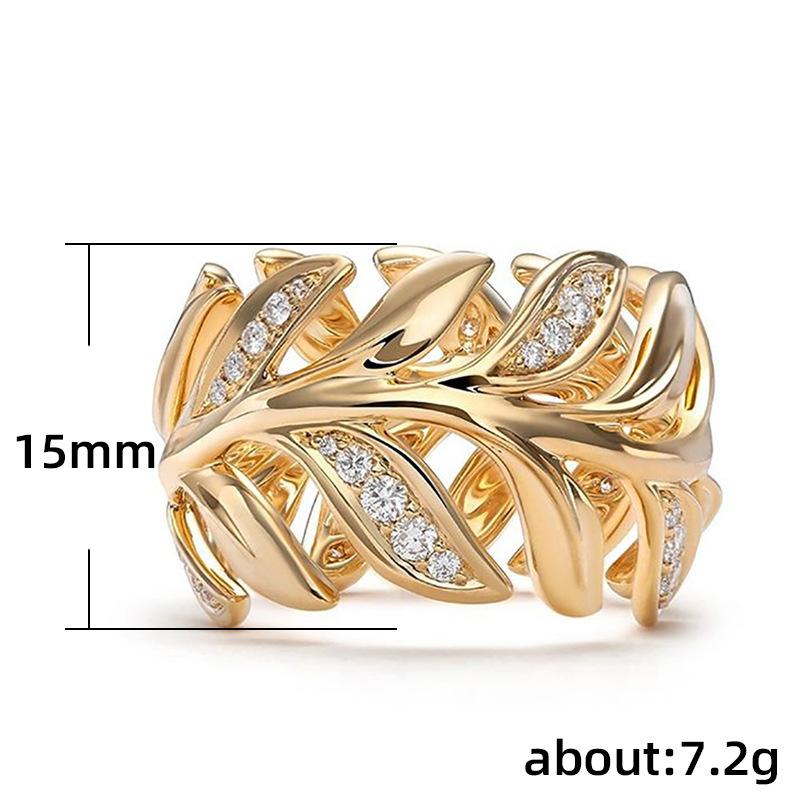Creative Vine Leaf Women'S Zircon Ring, Fashion Party Reception Jewelry