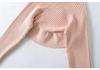 Women's One-Shoulder Long Sleeve V-Neck Waist-Cinching Knit Sweater - Slimming Ribbed Off-the-Shoulder Top