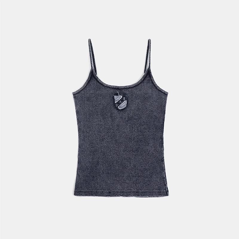 Korean Badblood BCAC American Spicy Girl Embroidered Denim Camisole - Retro High Street Style Small