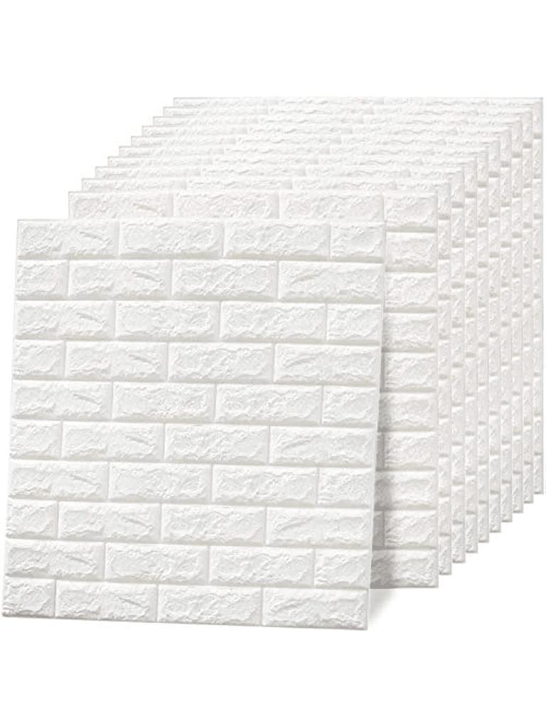 10 PCS 3D Wall Panels Peel and Stick Wallpaper Sticker with Self-Adhesive Waterproof Foam for Interior Wall Decor Bathroom Home