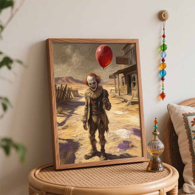 Halloween Digital Oil Painting Coloring Painting Circus Performer Red Balloon Hand Painting Home Decoration