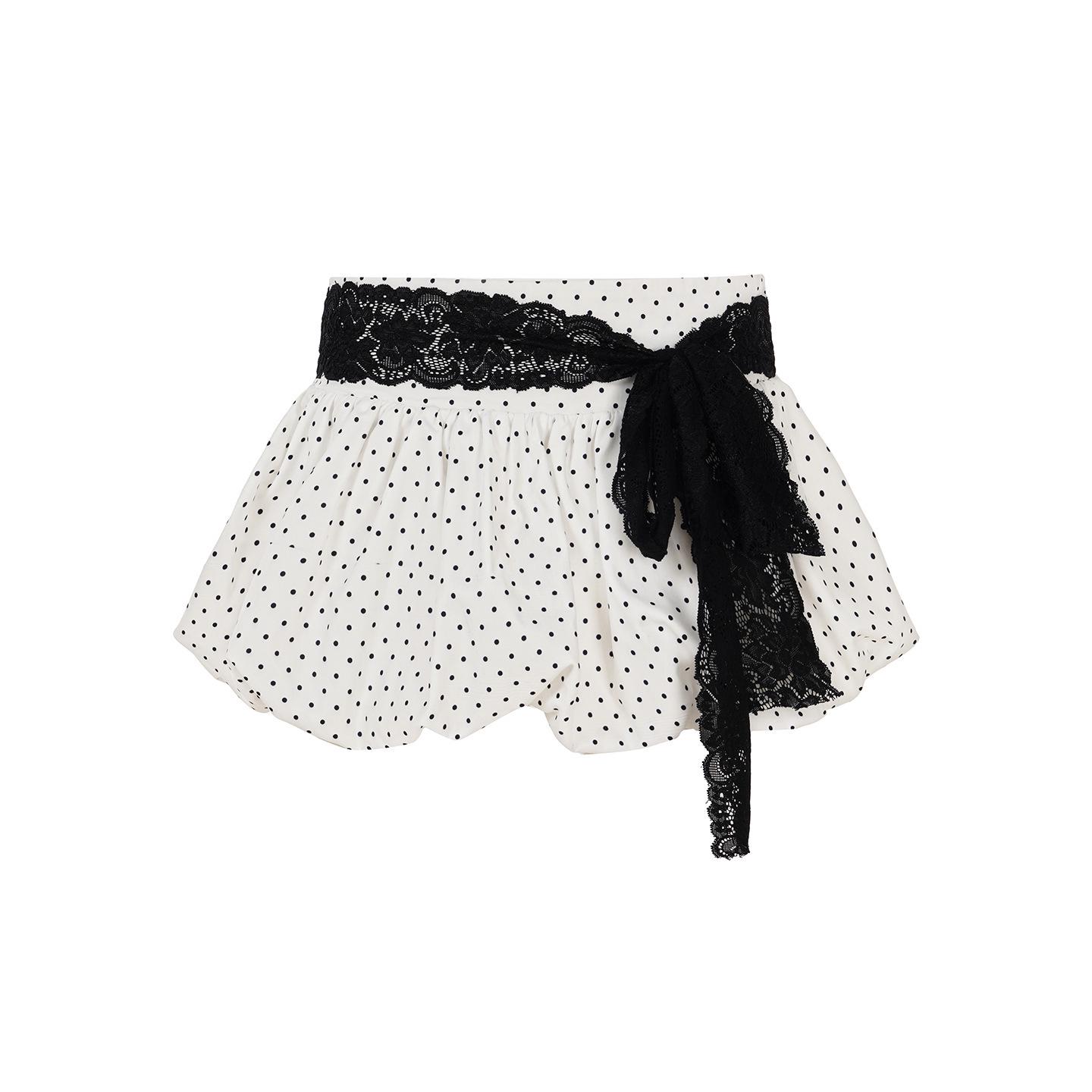 Street Style Women s Polka Dot Lace A-line Skirt - Versatile New Arrival Medium белый
