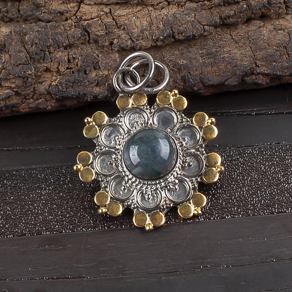 

Украшения из мохового агата, подвеска из стерлингового серебра 925 пробы, красивая серебряная подвеска ручной работы, подарок для любви, изящная подвеска 1.26 Inches зелёный