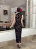 Guofeng 9733 New Chinese Style Floral Mesh Qipao Dress