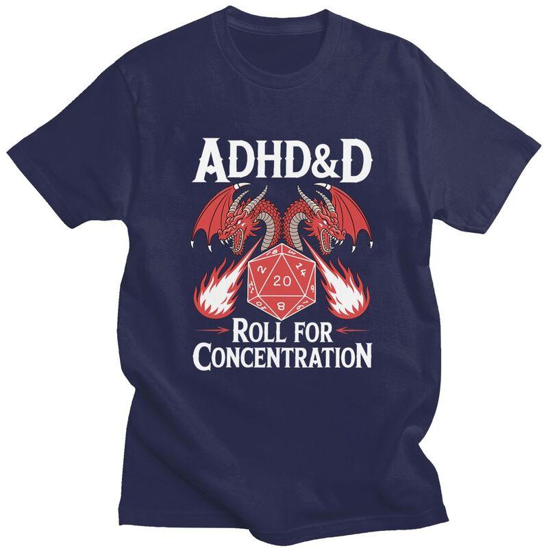 

Adhd Roll For Concentration Tshirt Unisex Short Sleeves Fashion Casual Graphic Tee Shirt Summer Loose Fit Pure Cotton Tee Tops 4XL