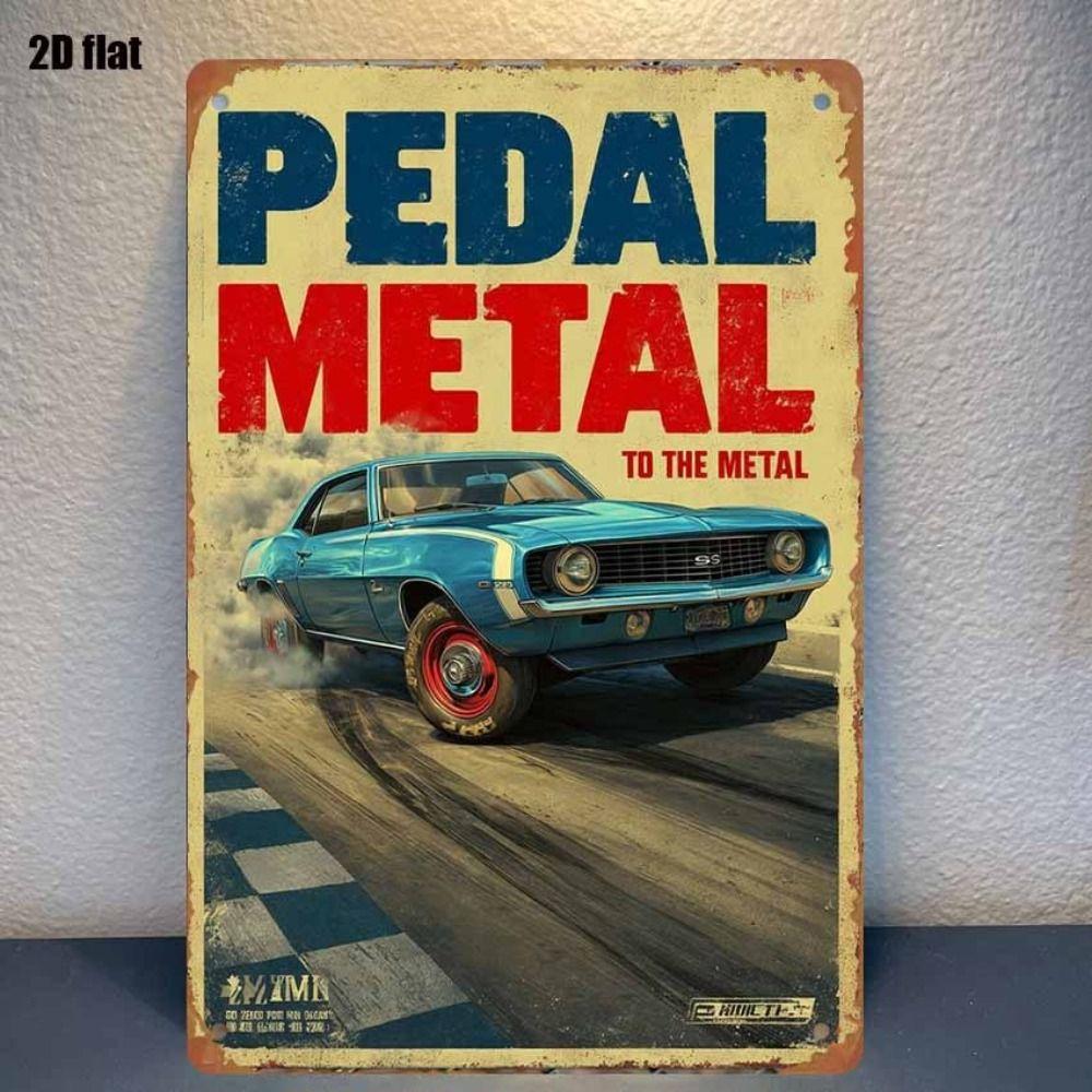 Vintage Metal Car Sign Decor Gift For Auto Lovers Garage Wall Art