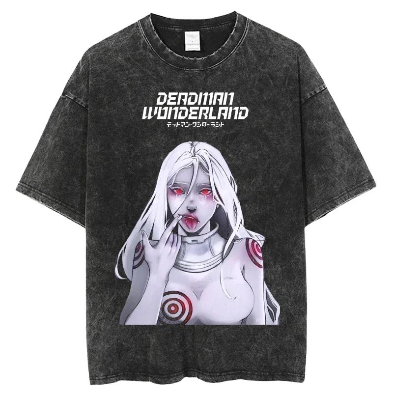 T-Shirts Druck T-Shirt Kurzes Oberteil Y2k Sommer Harajuku Oberteile Heißes Japanisches Anime Deadman Wonderland T-Shirt Gewaschen