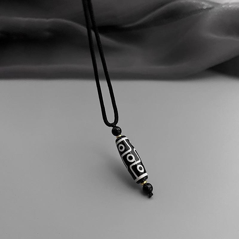 Retro Nine Eye Bead Necklace for Men, Rope, Clavicle Chain, Women's Accessories