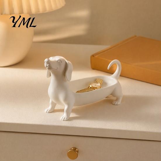 PLA Material Storage Box Dachshund Jewelry Tray, Decorative Organizer for Rings Earrings And Keys, Office Desk Stationery Holder Cute Resin
