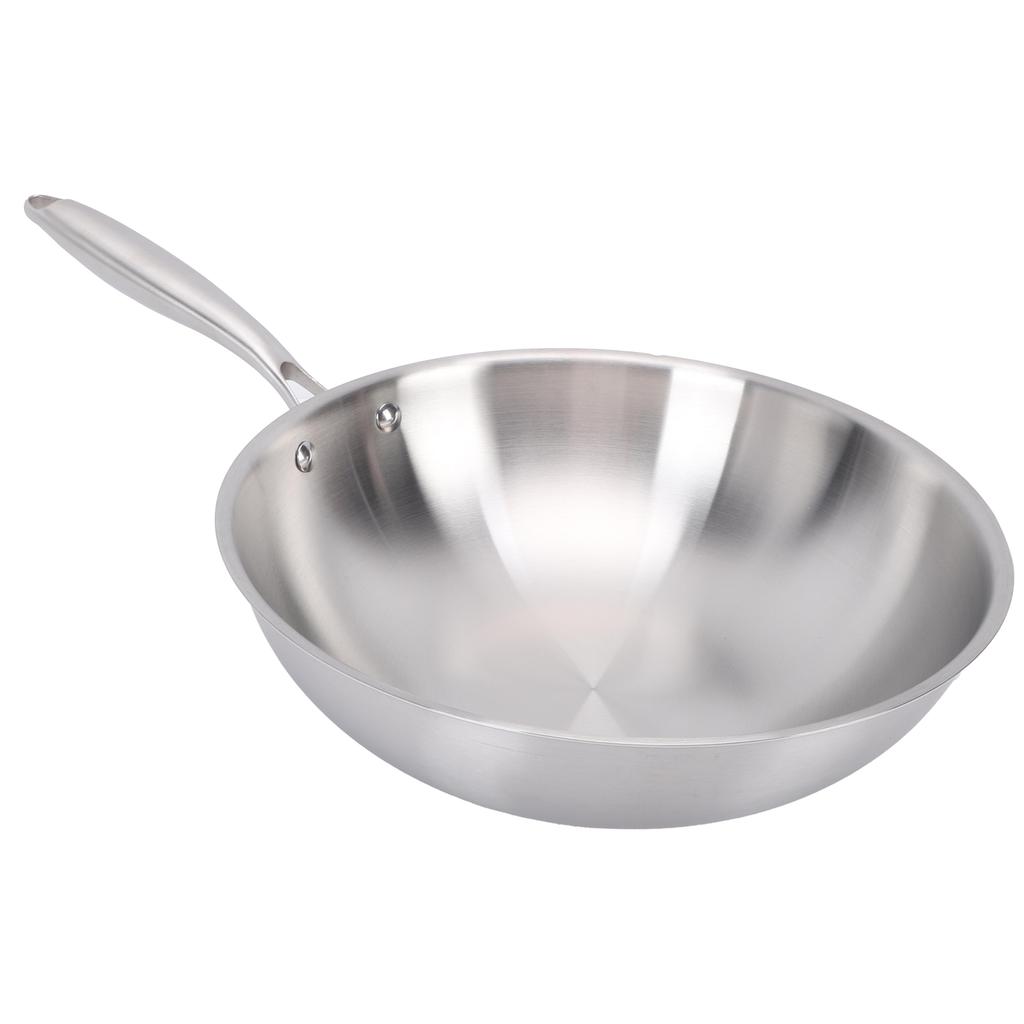 Wok with Handle 304 Stainless Steel Nonstick Stir Fry Pan Wok Cookware for Induction Electric Gas All Stove