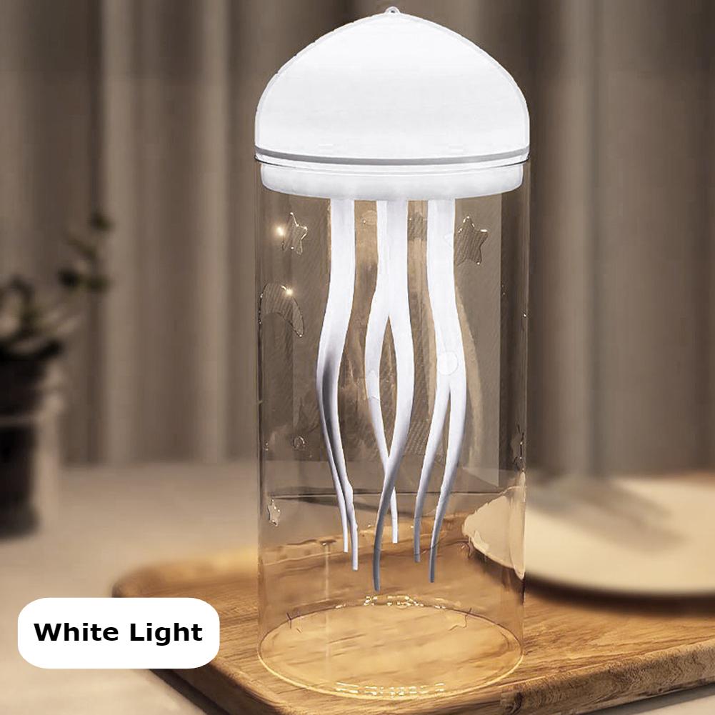3D Jellyfish Night Light Creative Voice Control Light Flexible Tentacles Type-C Charging Bedside Lamp for Holiday Children Gift
