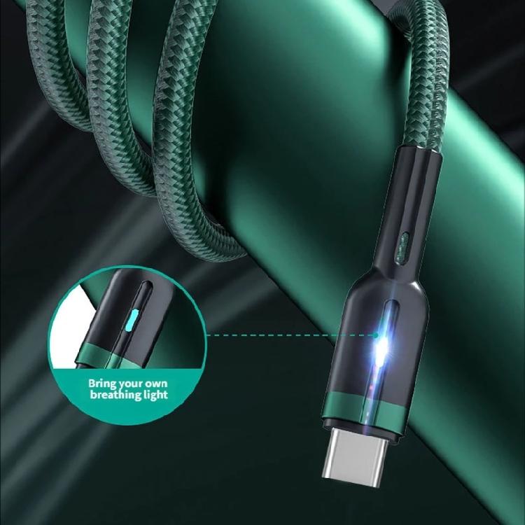 Reinforced Braided USB C Data Cable Equipped With Lighting Function And Auto Stop Charging When Full