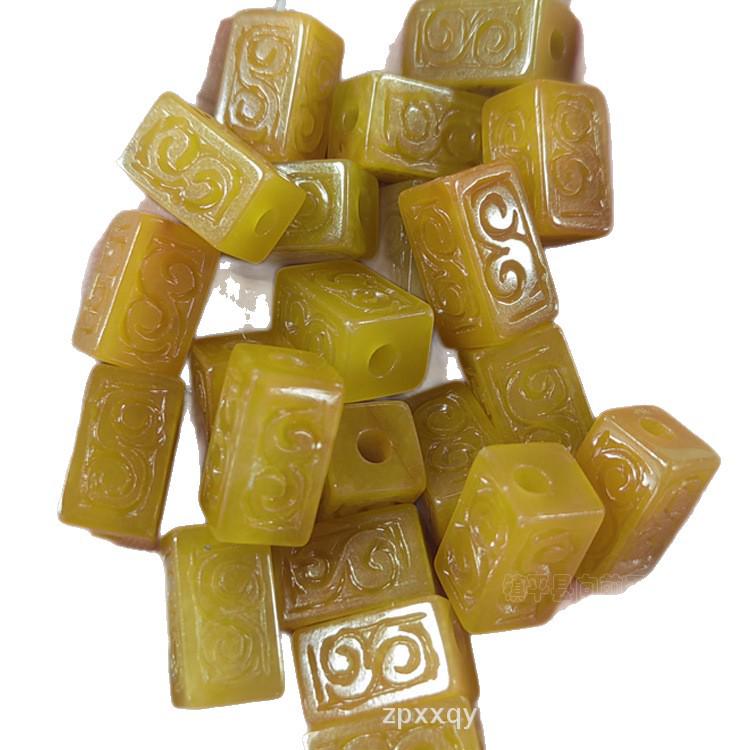 Квадратные бусины из желтого жадеита для изготовления украшений своими руками - Аксессуары для браслетов и ожерелий