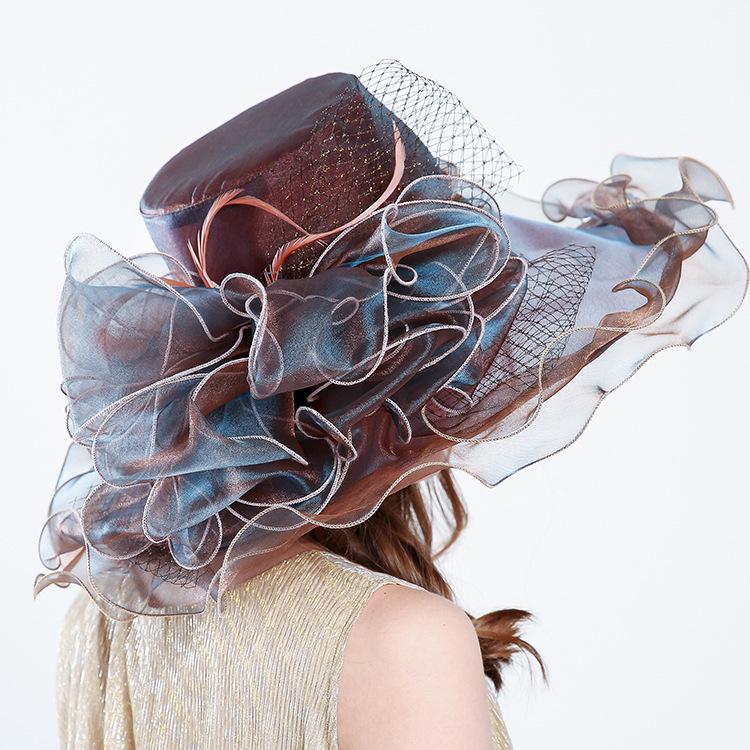 Creative hat summer hat UV protection European and American Eugen yarn fashion mesh yarn hat big edge hat women's sun hat