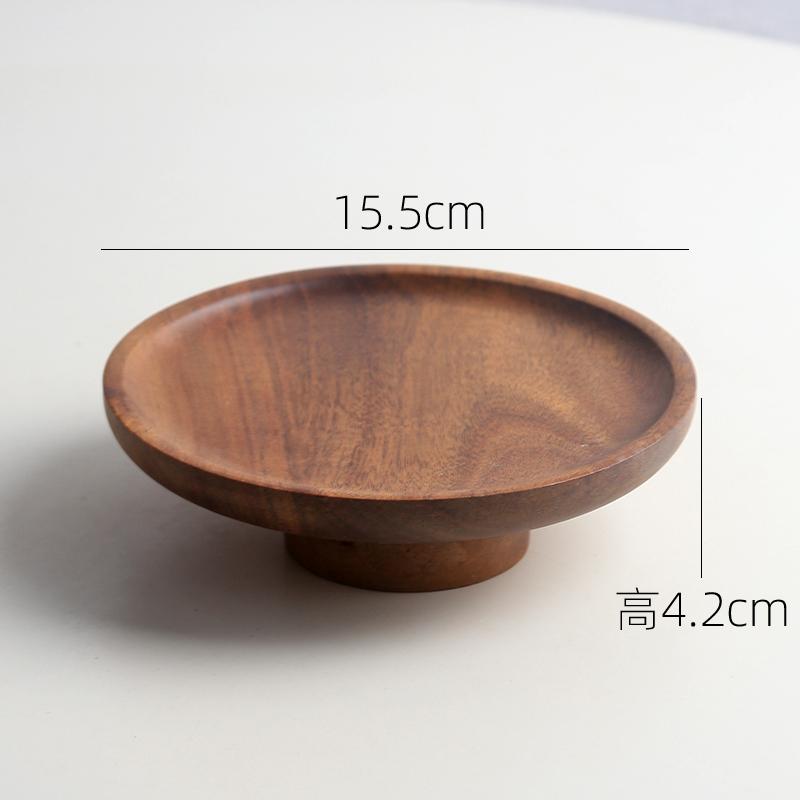 High Footed Dessert Plate Cake Stand Wooden Snack Plate Dim Sum Dish Fruit Bowl Dried Fruit Plates Candy Tray Bread Plates