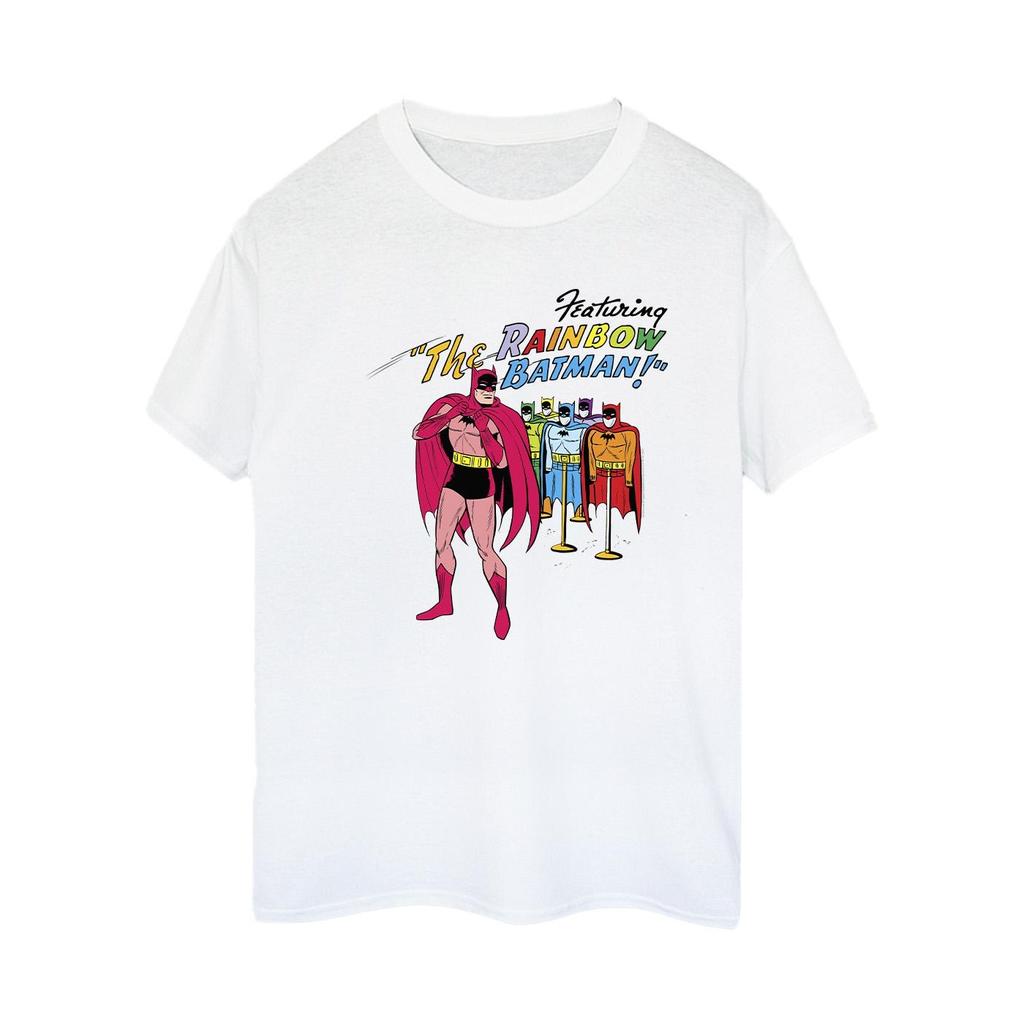 DC Comics Damen-/Damen-Batman-Comic-Cover-Rainbow-Batman-Boyfriend-T-Shirt aus Baumwolle
