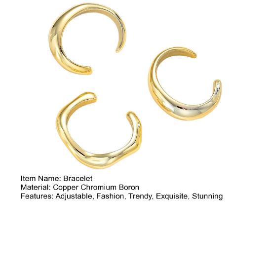 3 Pcs Gold Plated Bangle Bracelets for Women, Big Stackable Bangles, Adjustable Open Cuff Bracelet, Minimalist Accessories