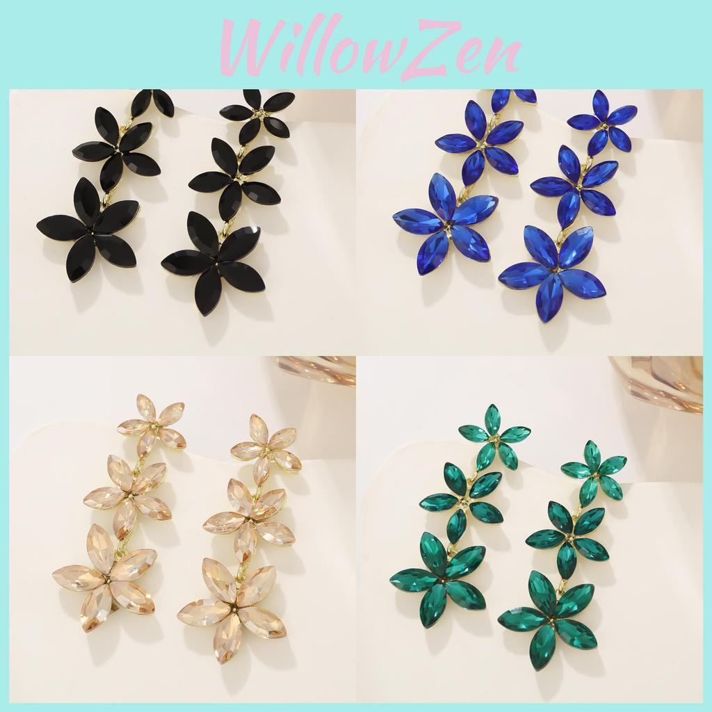 Elegant Floral Petal Drop Earrings With Gold Alloy For Evening Wear And Fashion Jewelry