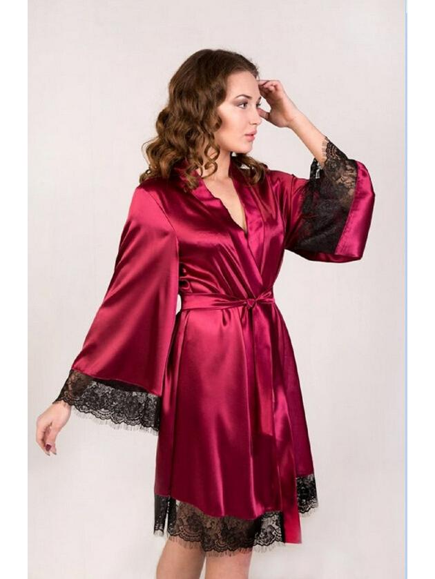Satin Women's Sexy Plus Size Silk Robe Lingerie Sleep Dress