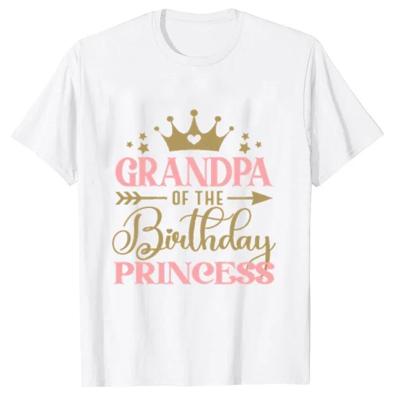 Birthday Princess T-shirt DAD MOM Uncle Aunt Family Gathering Tops Girls Birthday Party Tshirt Short Sleeve Black White Tee