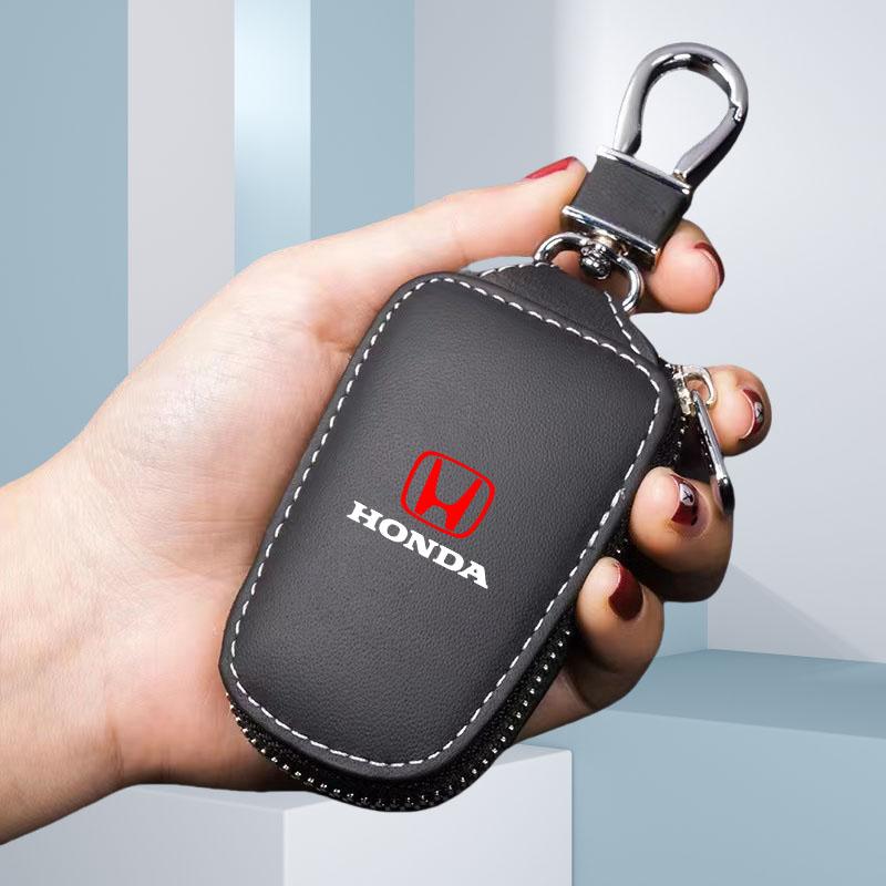 

Leather Car Key Case Cover Protector Keychain Accessories for Honda Civic Accord Vezel Fit CR-V City CRZ Jazz Typer Odyssey чёрный