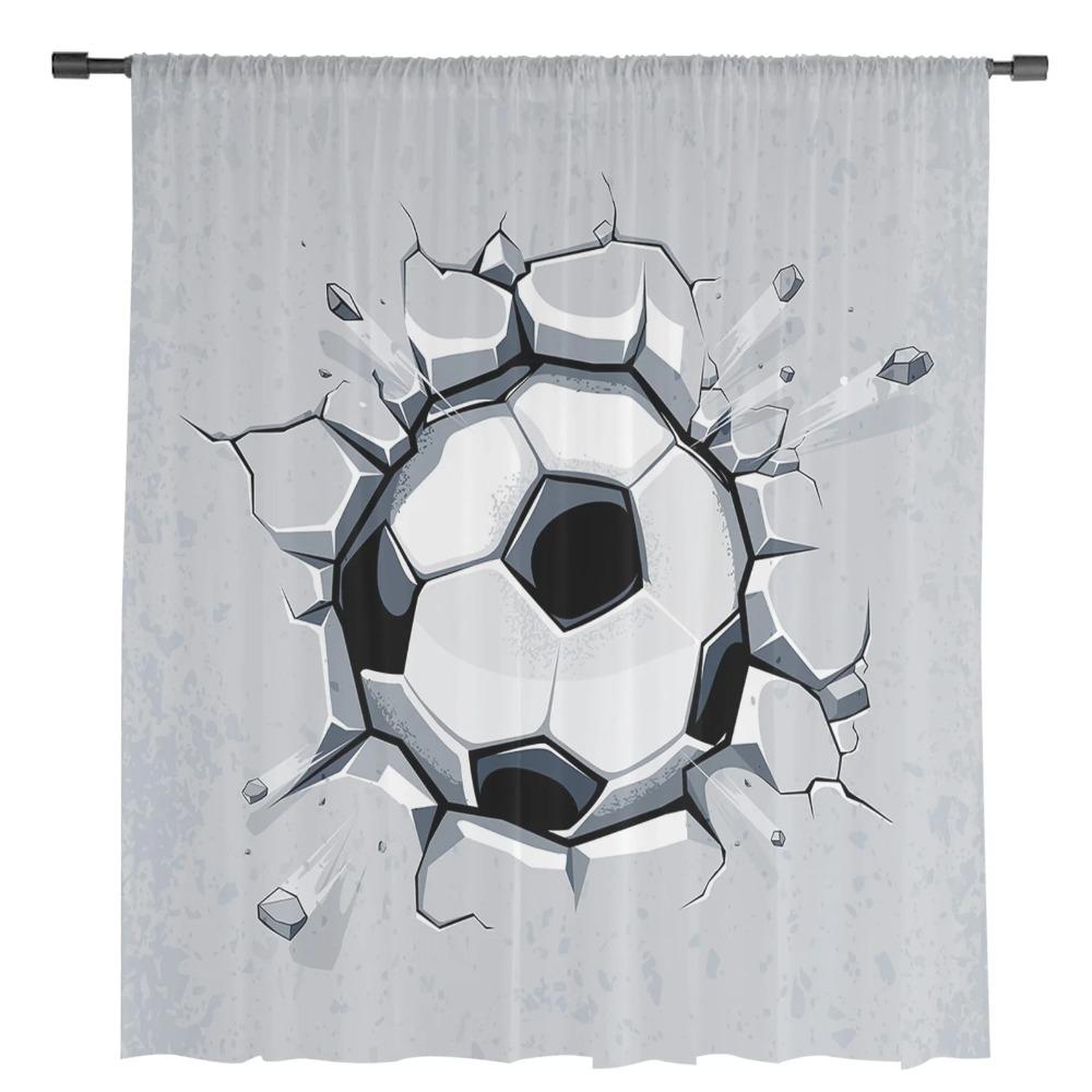 Football Sport Soccer Sheer Curtains for Living Room Decoration Window Curtains for Kitchen Tulle Voile Organza Curtains