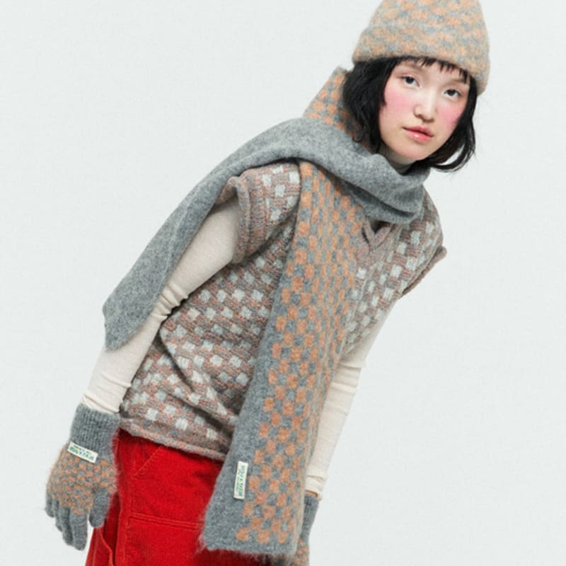 MISU A BARBE TOWEL MUFFLER MULTI GREY