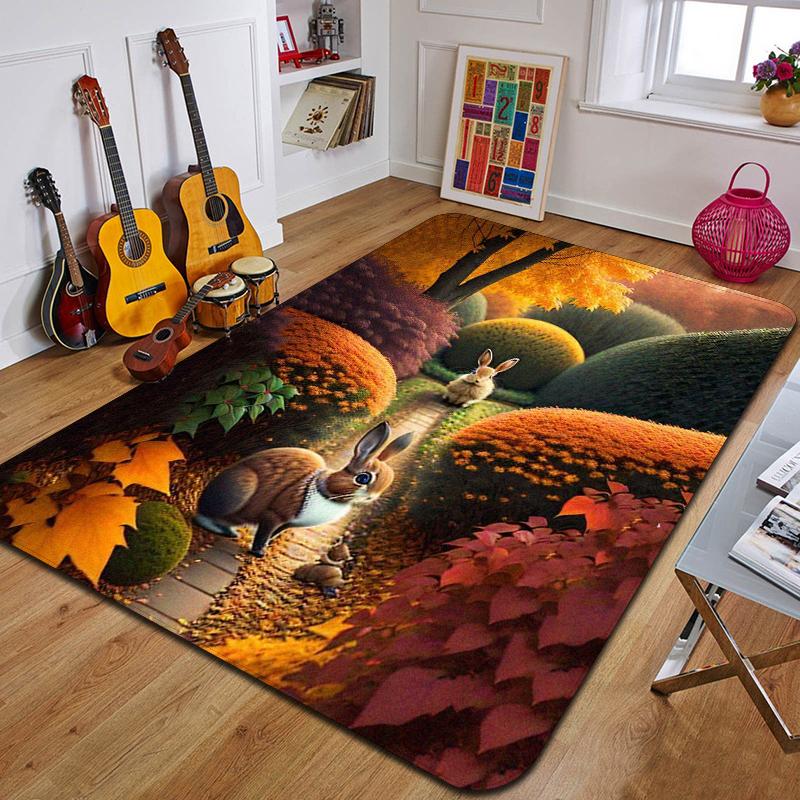 C-Cartoon Rabbit Printed Carpet Fashion Yoga Mat Non-Slip Carpet Bedroom Decoration Outdoor Carpet Bedroom Birthday Gift