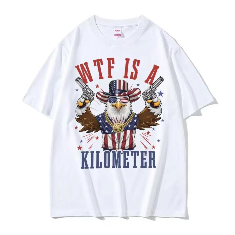 

Funny WTF Is A Kilometer America July 4th Eagle Meme T-shirts Men s Women Vintage High Quality T Shirt Oversized Street T-shirt 5XL