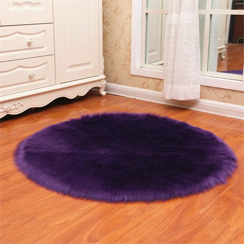 Imitation Wool Plush Round Carpet for Living Room, Bedroom, Yoga