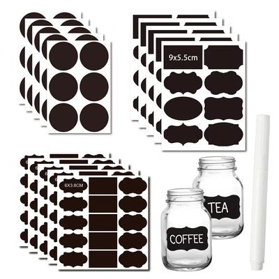 1PCS Autocollants Tableau Noir Imperméables Tableau Noir Cuisine Étiquette Épice Autocollant Maison Bocaux Bouteilles Étiquettes Étiquettes Tableau Noir Marqueur Blanc