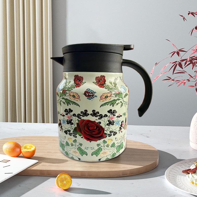 Insulated Stainless Steel Kettle with Tea and Water Separation - Elegant Chinese Style for Home or Office Use.