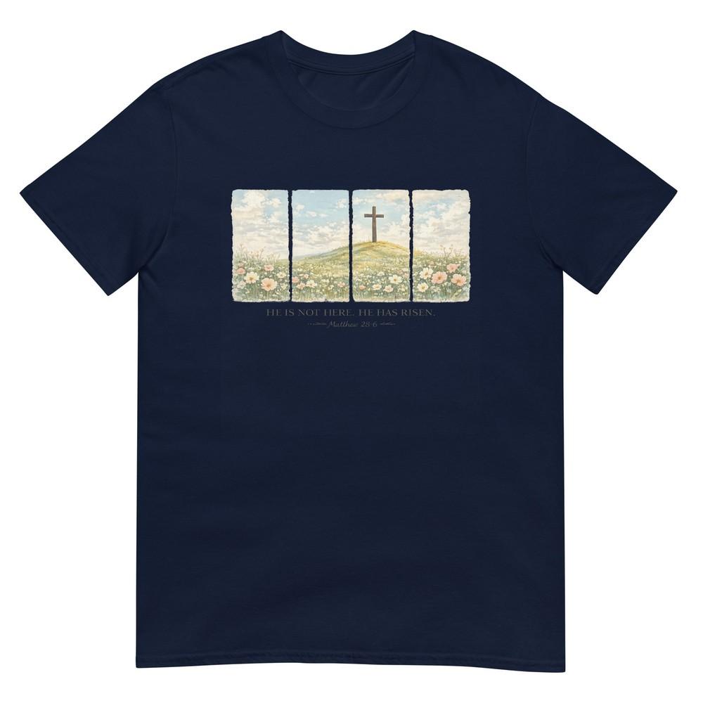 He Is Risen Christian Wildflower Easter TShirt S