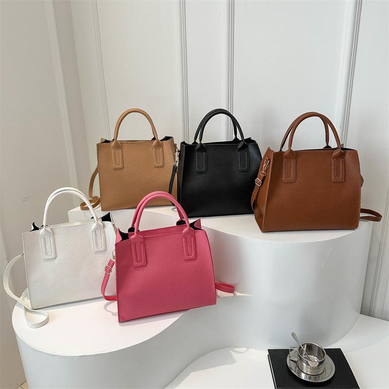 Jednoduchá jednobarevná kabelka, módní taška přes rameno, retro pu dámská taška, velká kapacita, všestranná dámská taška