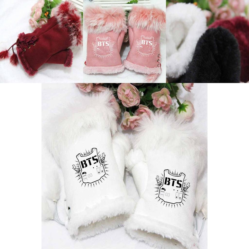Halbe Paar 1-Finger-Handschuhe BTS Kpop Warme Handschuhe Schnürhandschuhe Fingerlos Neue Handschuhe