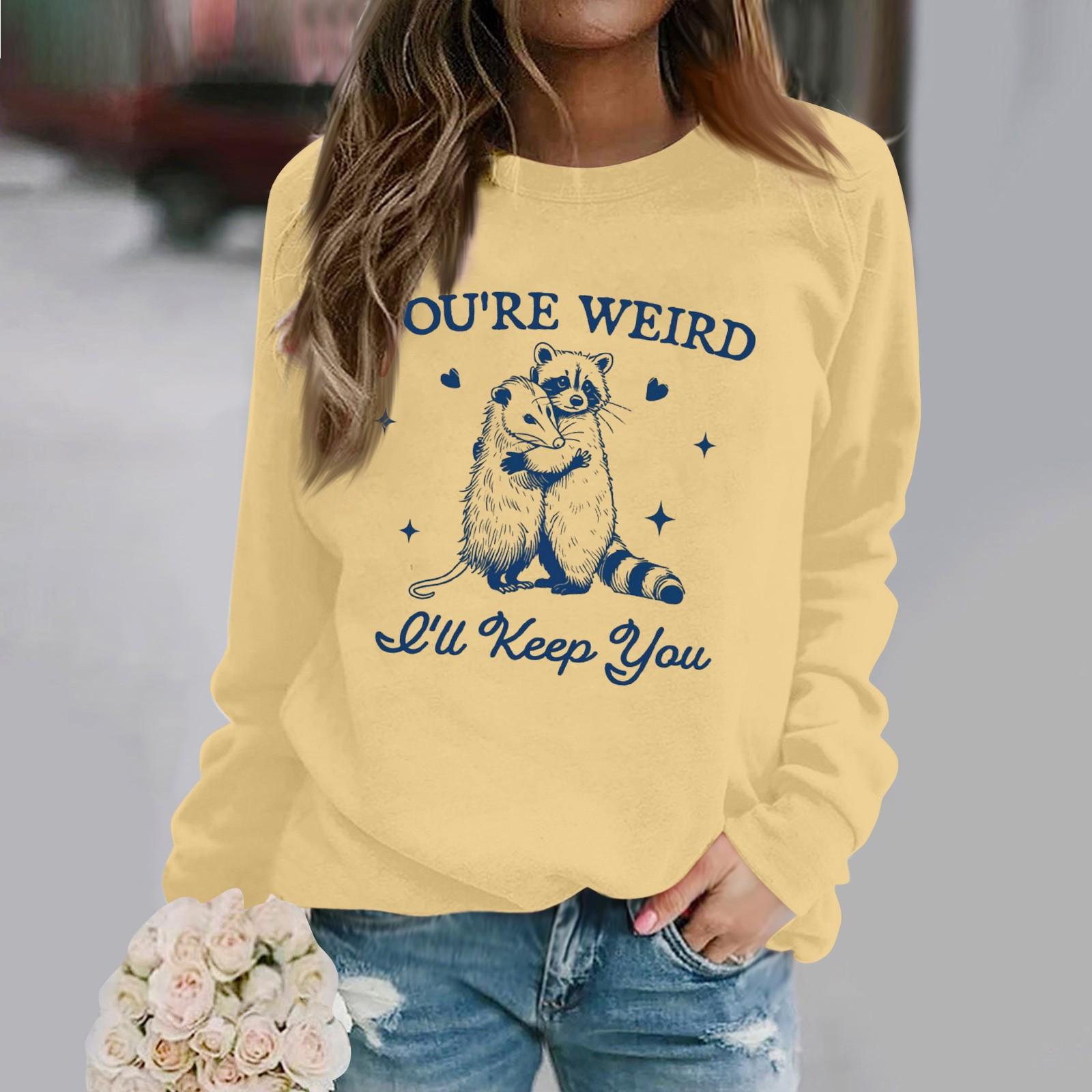 

Женская повседневная свободная однотонная толстовка с круглым вырезом и длинным рукавом с принтом букв M шафрановый