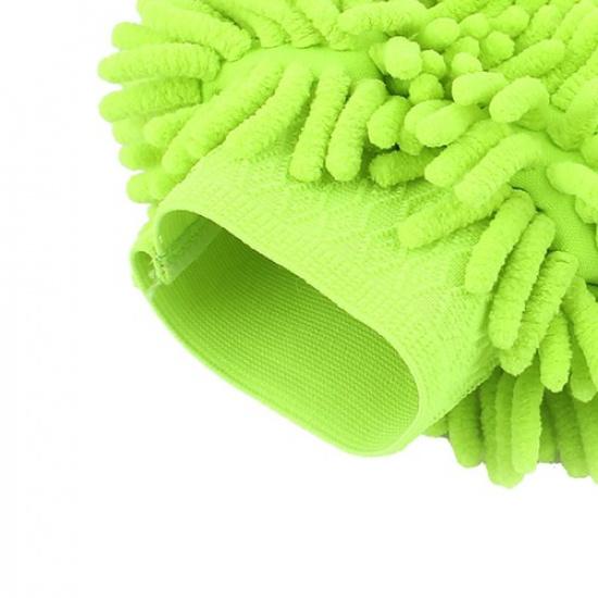 Car Mitt Microfiber Chenille Dust Wash Washing Cleaning Glove Fluorescent Green
