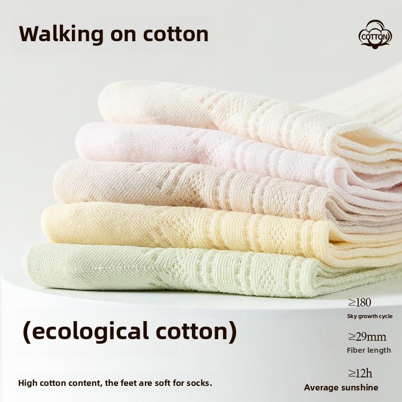 7 Pairs of Women's Summer Thin Cotton Wicking Sweat Breathable Mesh Lace Boneless Pile Socks