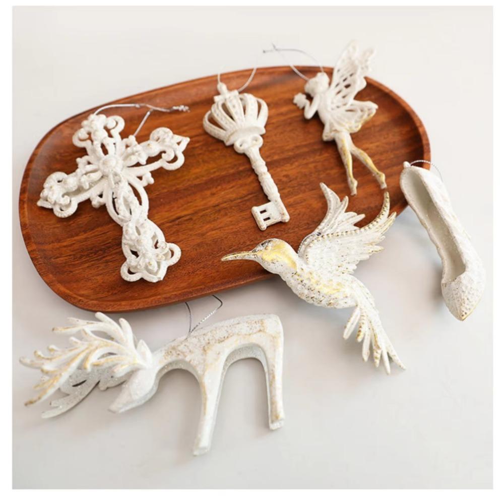 Vintage Christmas Tree Pendant Exquisite Antique Design White Xmas Tree Hanging Navidad New Year Festival Party Decorations 2026
