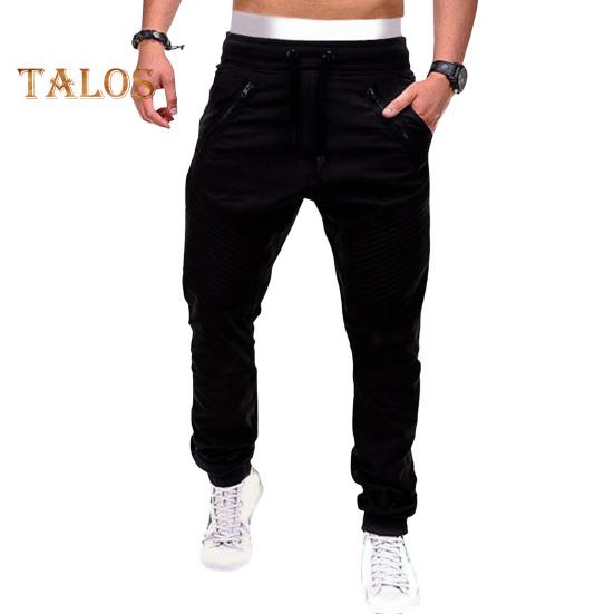 Winterhose für Herren, Kordelzug, elastische Taille, mit Taschen, Reißverschluss-Dekor, Jogger, lockere Knöchel-Bündchen, einfarbig, Outdoor-Hose, Plissee-Jogginghose