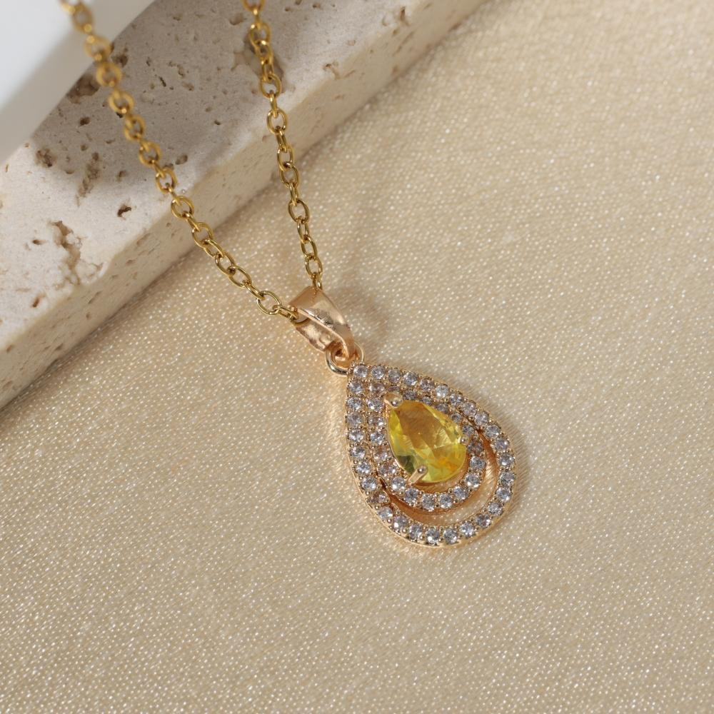 Simple Water Droplets Pendant Necklaces for Women Zirconia Necklace Wedding Party Jewelry Accessories