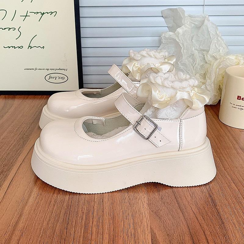 Fashion 2025Women's Fashion Thick Sole Single  Spring New Round Head Shallow Mouth Anti-slip Wear  Jane Shoes