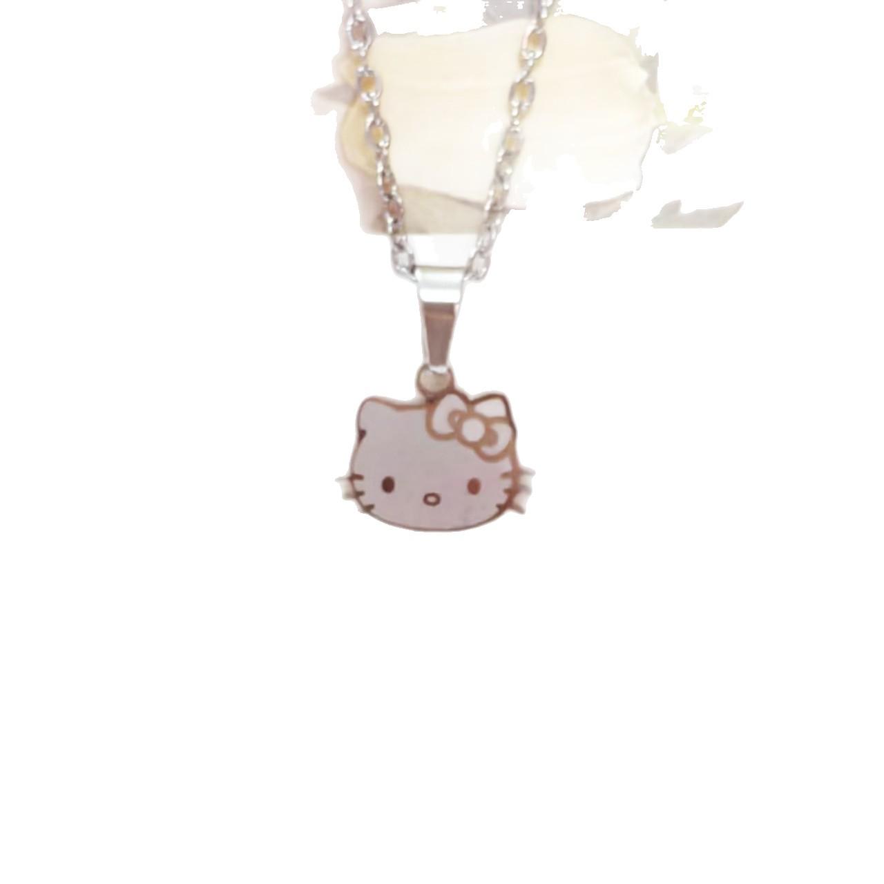 Cartoon Bow KT Cat Necklace - Cute & Versatile Collarbone Sweater Chain серебряный