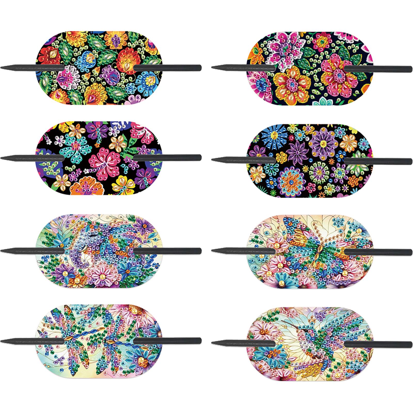 

8Pcs DIY Diamond Art Ellipse Hairpin Kits Crystal Rhinestone Headware Diamond Embroidery Hairpins Kit Hair Accessories Sticks